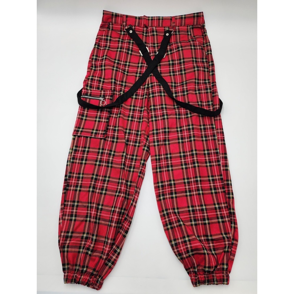 Hot Topic red plaid trouser suspenders nwt‎ size 9
